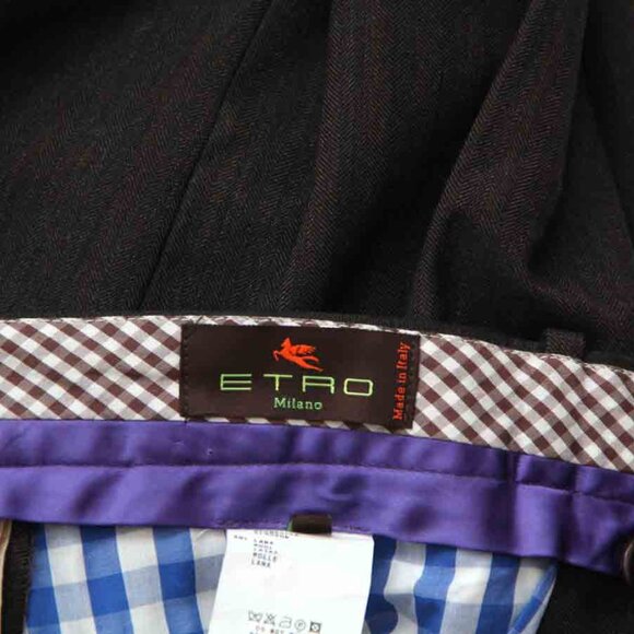 ETRO Dress Pants Brown Flat Front Wool Blend Men's Size 35 X 34 - Picture 4 of 4